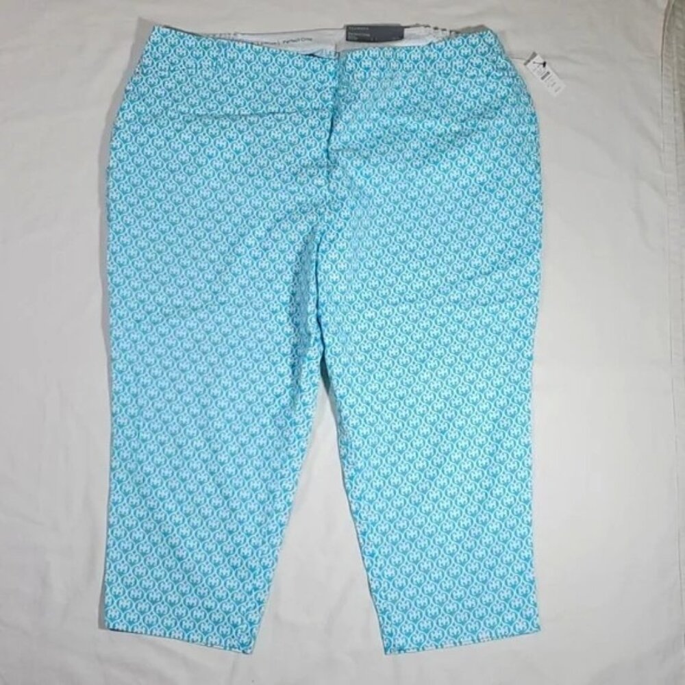 Talbots Perfect Crop Slim-Leg Light Blue Pants 22W NWT
